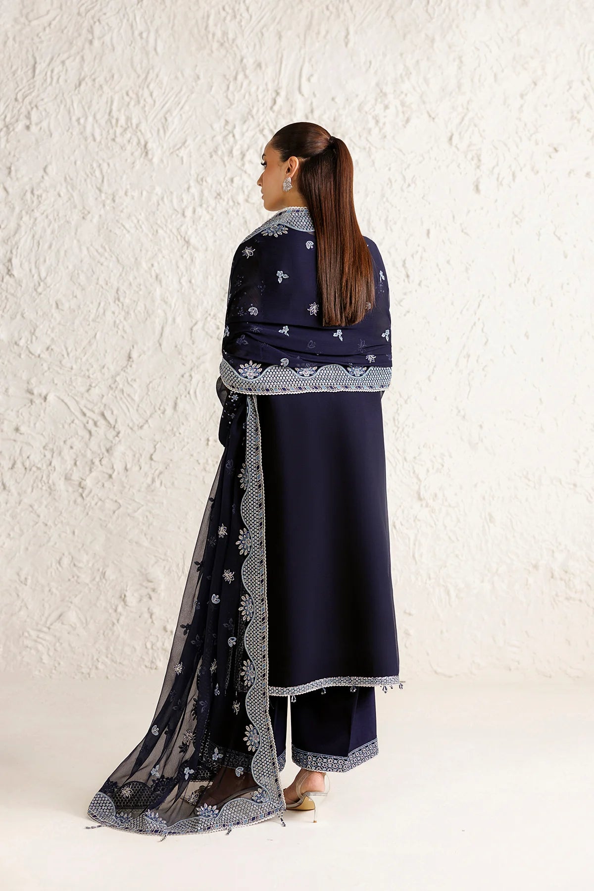 Farasha 3Pc Embroidered Chiffon Suit Azurelle