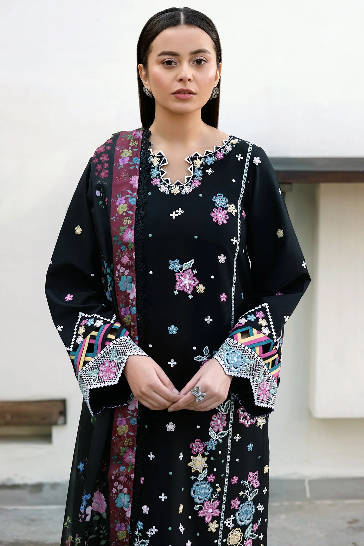 Farasha 3Pc Embroidered Lawn Suit Ember Shadow gulbuy.com