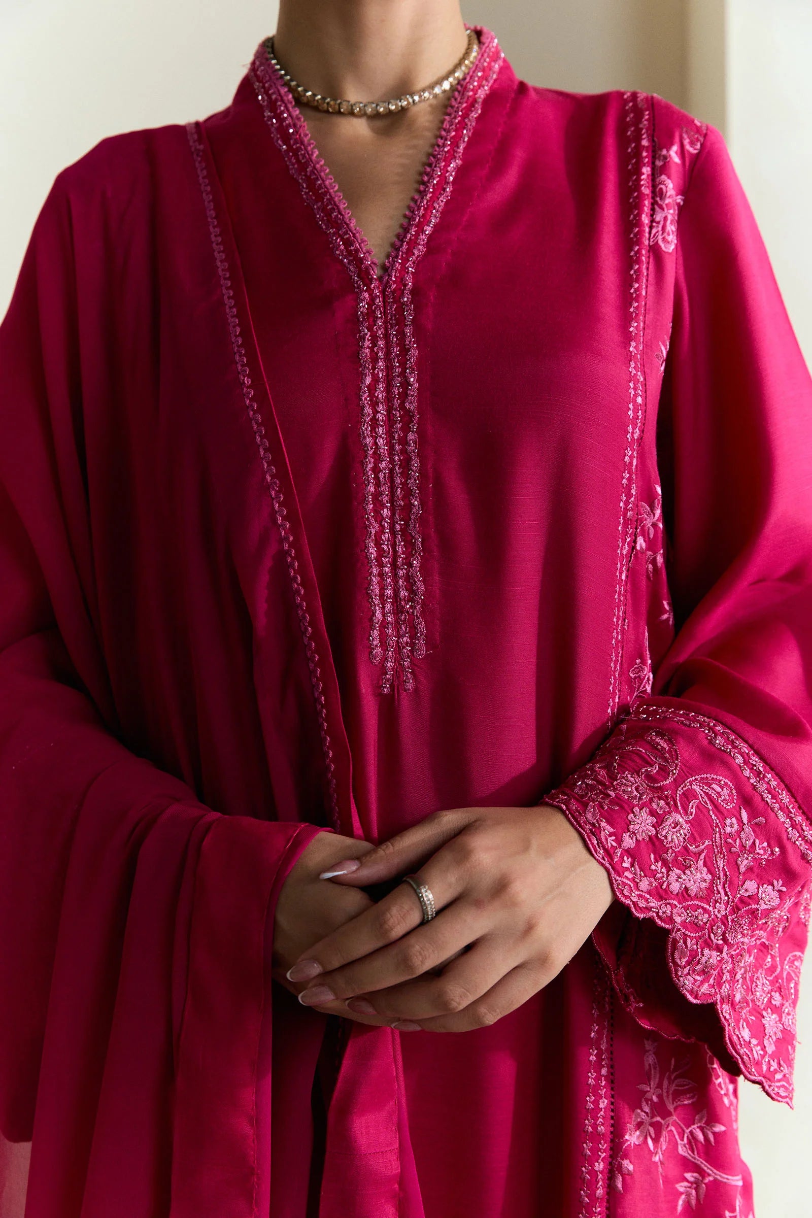 Zara Shahjahan 3Pc Embroidered Raw Silk Suit ZR25F0549 gulbuy.com