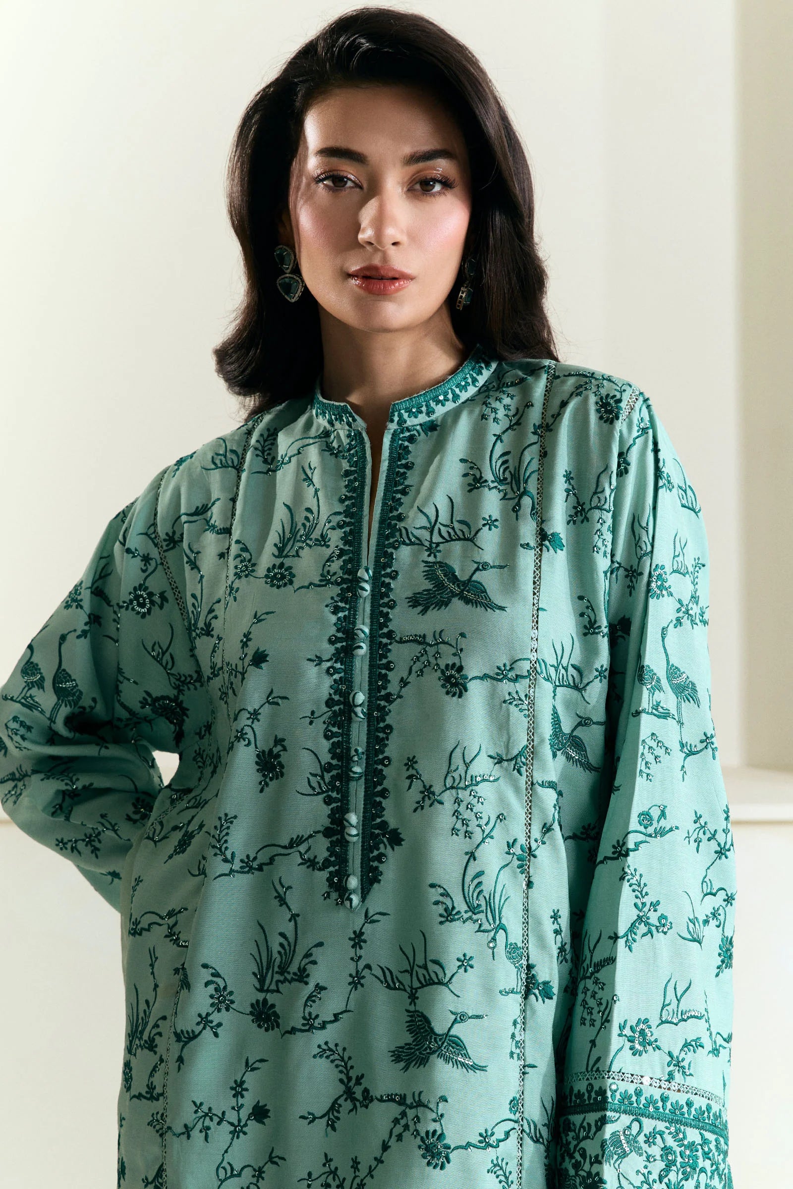 Zara Shahjahan 3Pc Embroidered Raw Silk Suit ZR25F0537 gulbuy.com