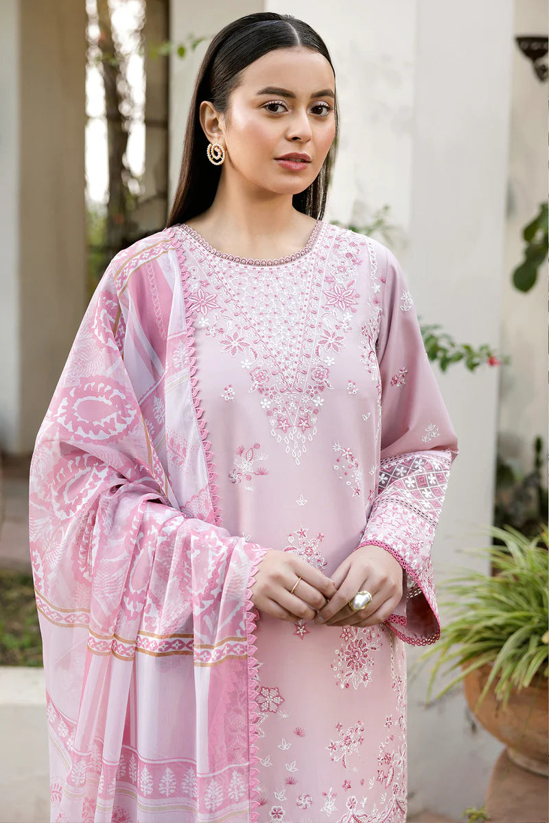 Farasha 3Pc Embroidered Lawn Suit Muted Bloom gulbuy.com