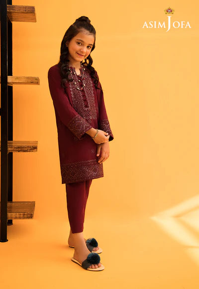 Asim Jofa 2Pc Embroidered CAMBRIC Kids Suit AJKC-08 gulbuy.com