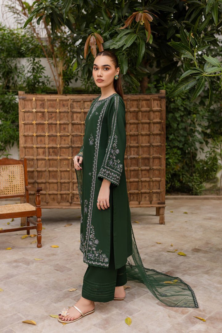 Batik 3Pc Embroidered Khaddar Dress Ever Green gulbuy.com