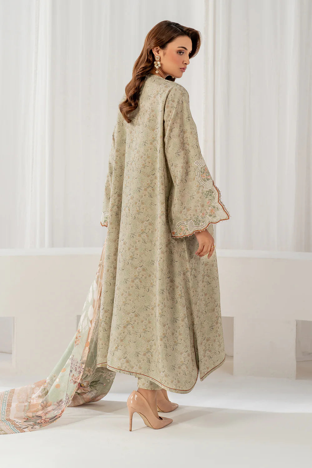 Baroque 3Pc Embroidered Viscose?Silk Suit UF-4047 gulbuy.com