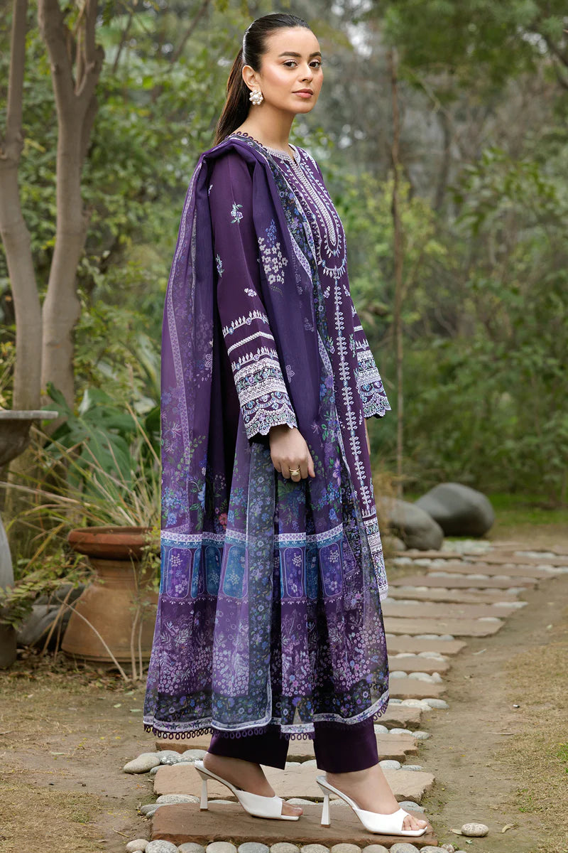 Farasha 3Pc Embroidered Lawn Suit Regal Iris gulbuy.com