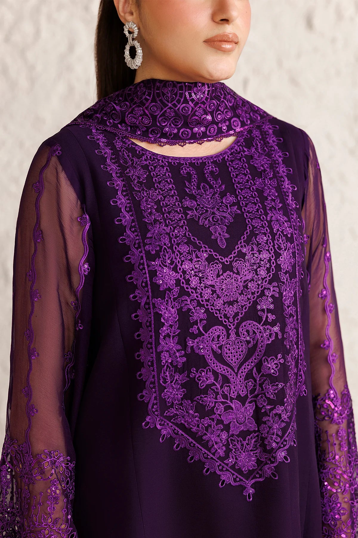 Farasha 3Pc Embroidered Chiffon Suit Viore