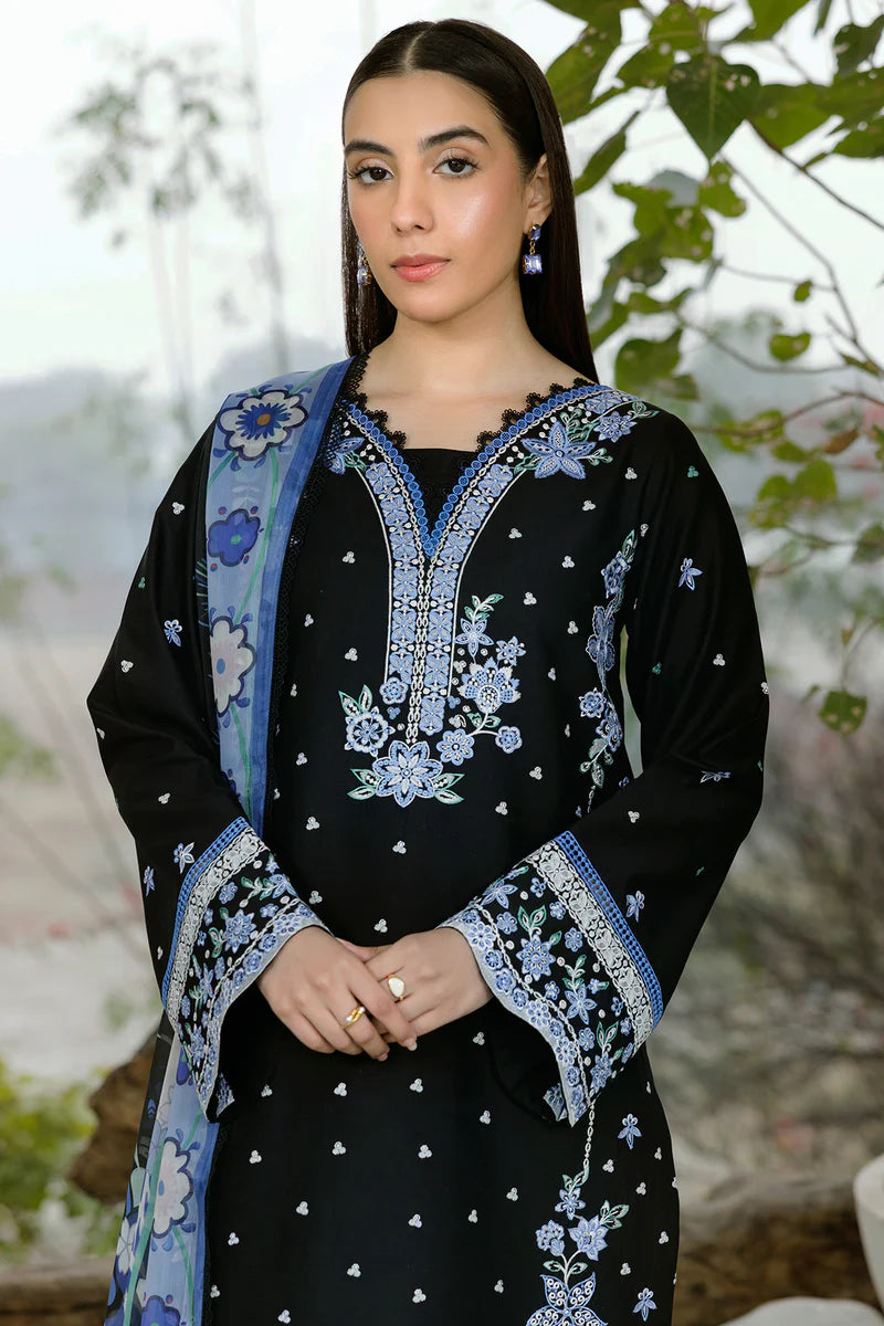 Farasha 3Pc Embroidered Lawn Suit Ashen Light gulbuy.com