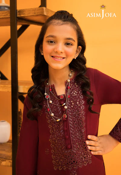 Asim Jofa 2Pc Embroidered CAMBRIC Kids Suit AJKC-08 gulbuy.com