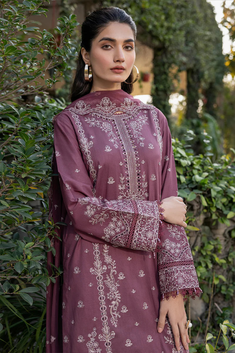 Farasha 3Pc Embroidered Lawn Suit Dusty Rose gulbuy.com