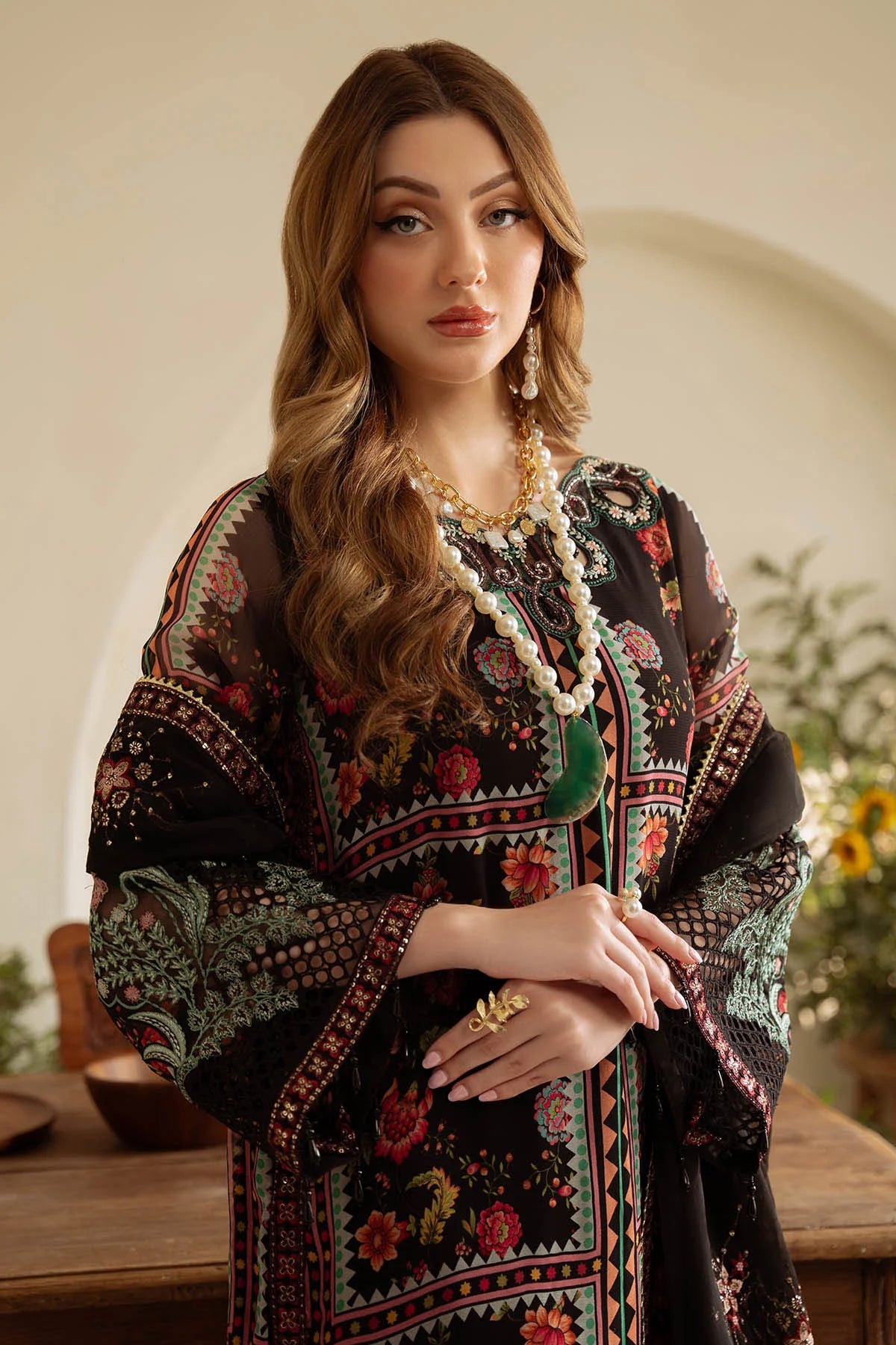 Nureh 3Pc Printed Chiffon Suit AM-11 gulbuy.com