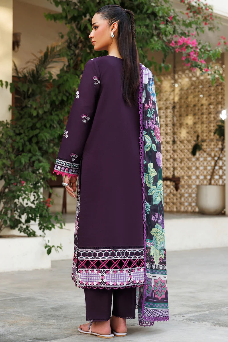 Farasha 3Pc Embroidered Lawn Suit Plum Allure gulbuy.com