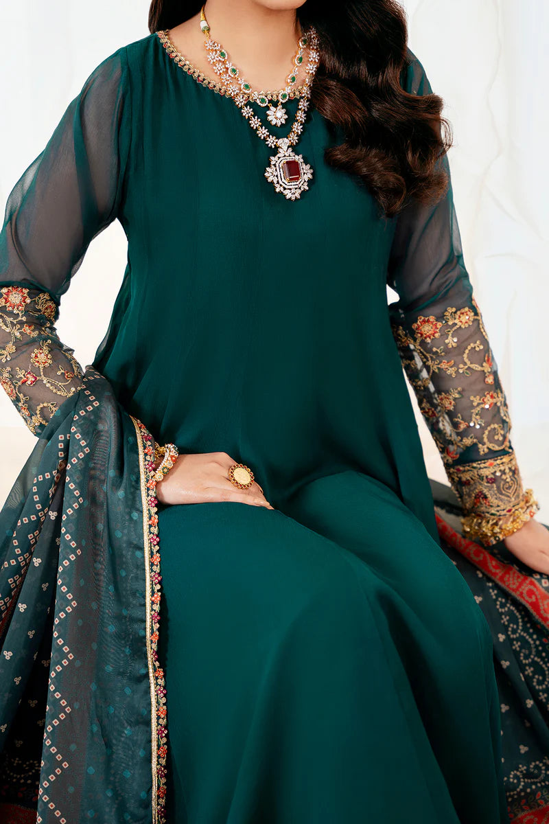 Baroque 3Pc Embroidered Chiffon Suit PR-1057 gulbuy.com