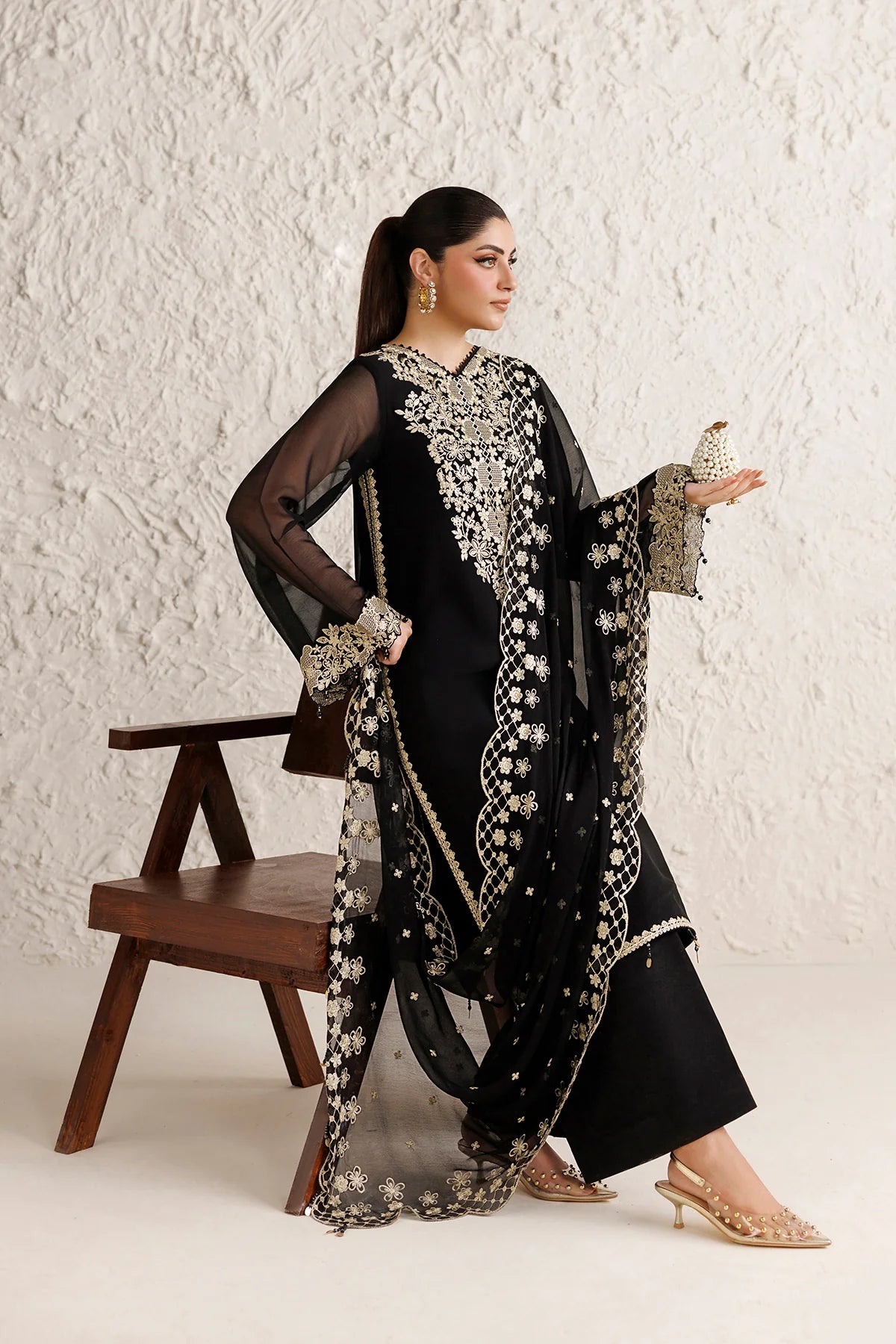 Farasha 3Pc Embroidered Chiffon Suit Orvelia