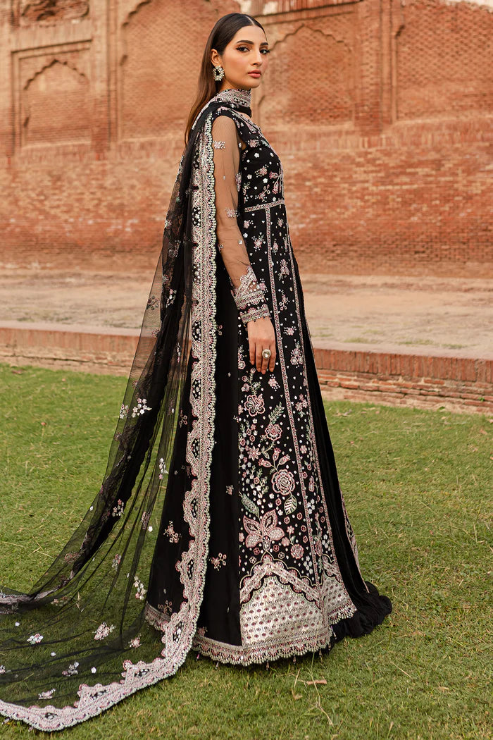 Farasha 3Pc Embroidered Net Suit Black Regal gulbuy.com