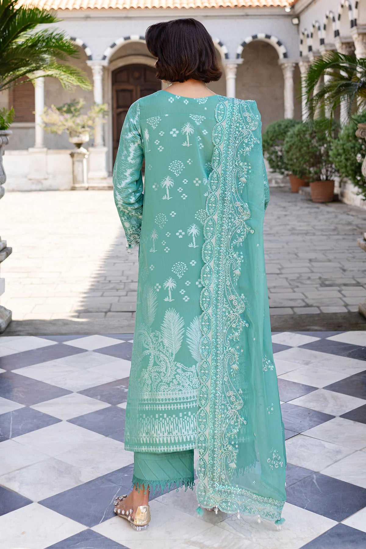 Nureh 3Pc Embroidered Jacquard Lawn Suit NE-157 gulbuy.com