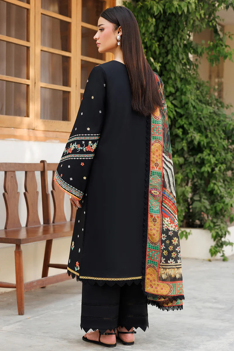 Farasha 3Pc Embroidered Lawn Suit Midnight Veil gulbuy.com
