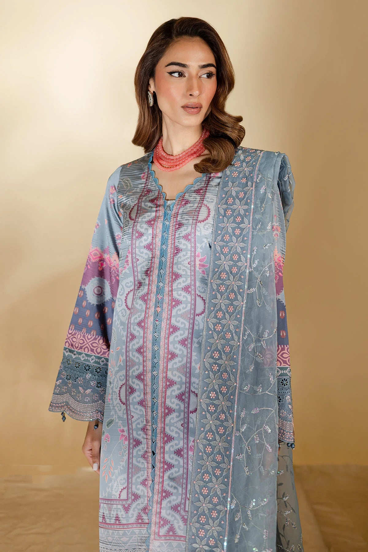 Nureh 3Pc Embroidered Silk Suit S-23 gulbuy.com