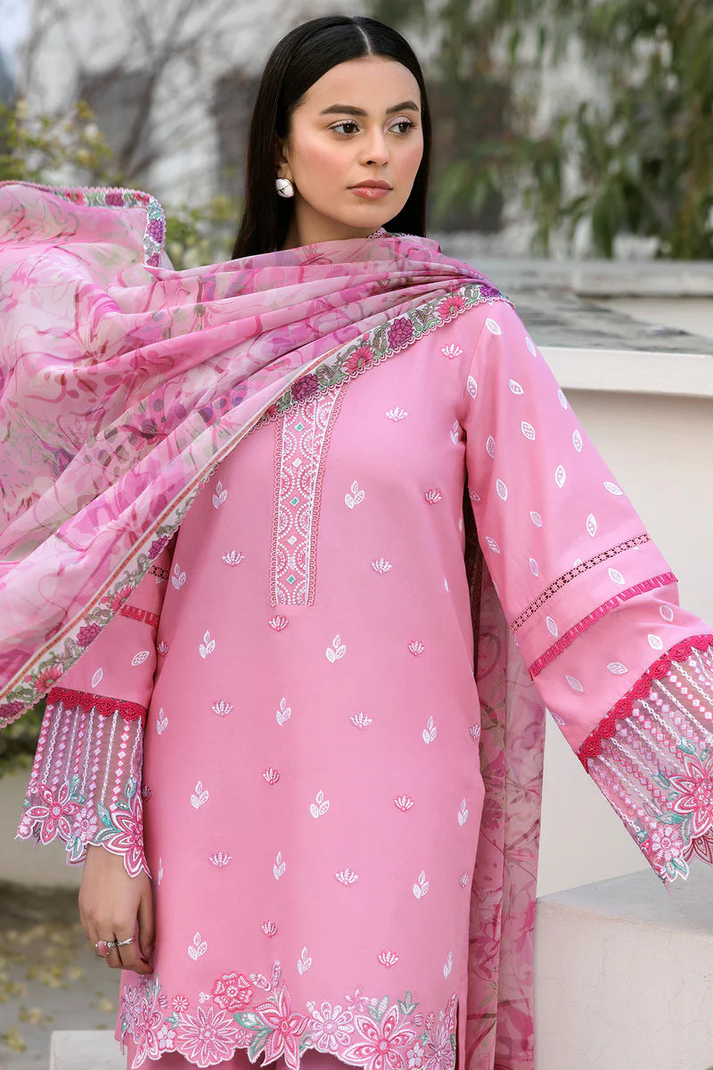 Farasha 3Pc Embroidered Lawn Suit Soft Mist gulbuy.com