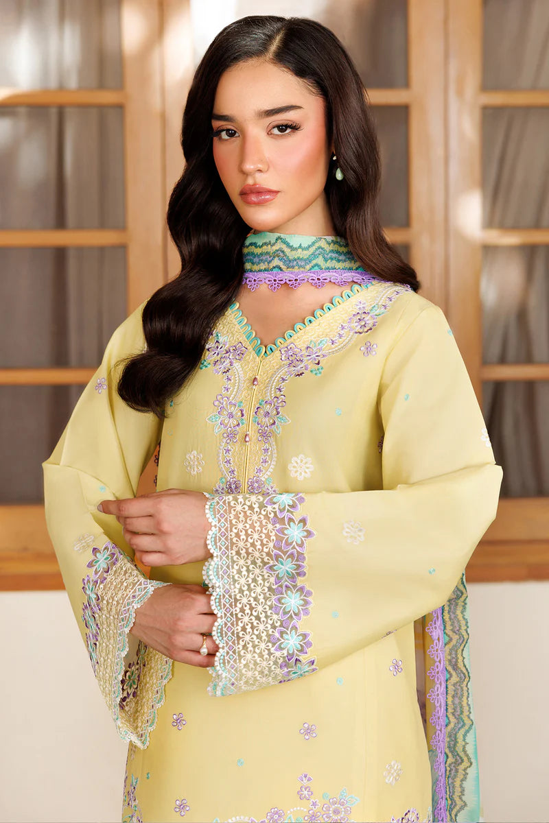 Farasha 3Pc Embroidered Lawn Suit Daisy Dreams gulbuy.com