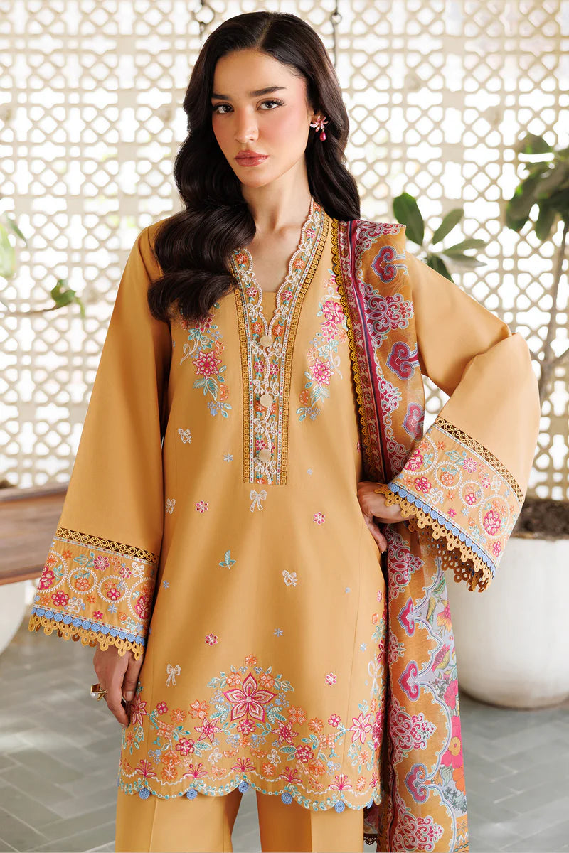Farasha 3Pc Embroidered Lawn Suit Golden Bloom gulbuy.com