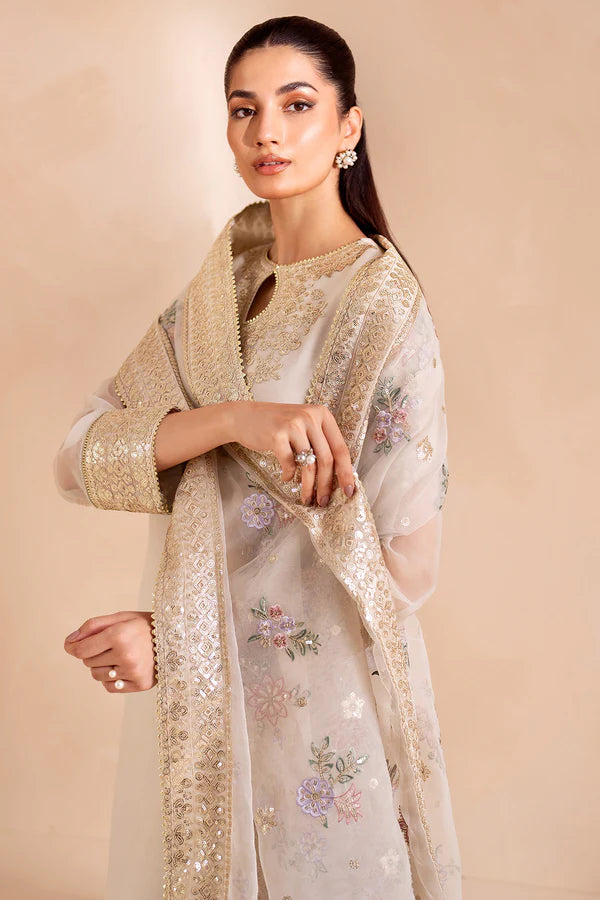 Farasha 3Pc Embroidered Chiffon Suit Serene gulbuy.com