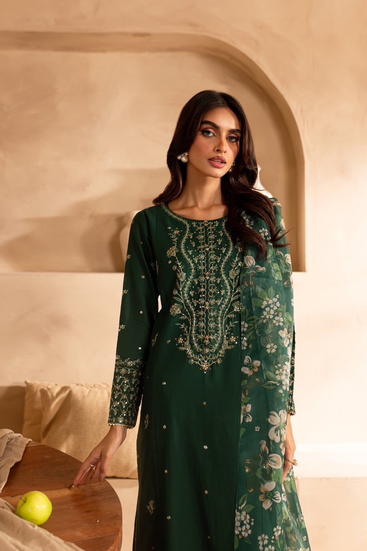 Batik 3Pc Embroidered Lawn Suit (Sage-Green-3Pc)  GulBuy