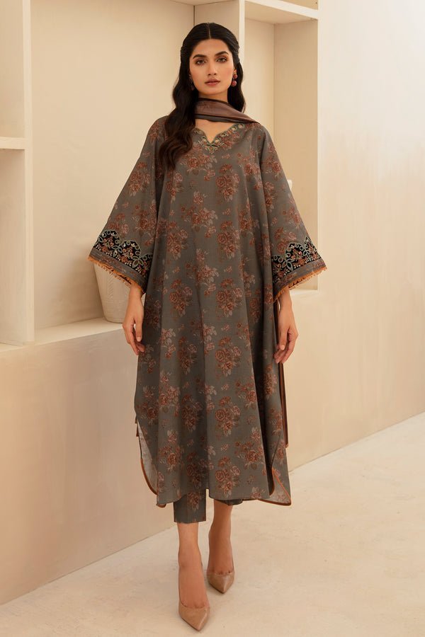 BAROQUE 3PC DIGITAL PRINTED VISCOSE SUIT (BQU-UF-D437)
