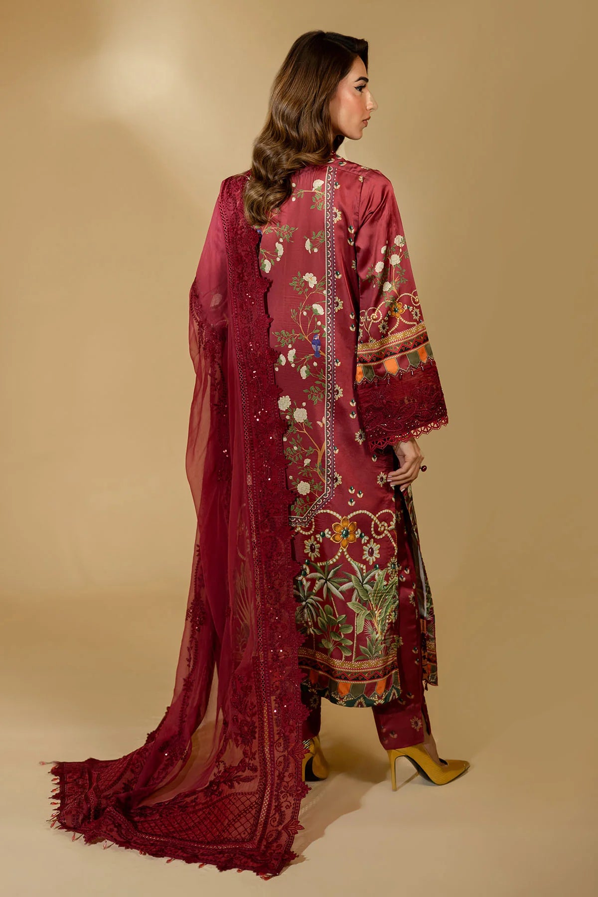 Nureh 3Pc Embroidered Silk Suit S-22 gulbuy.com