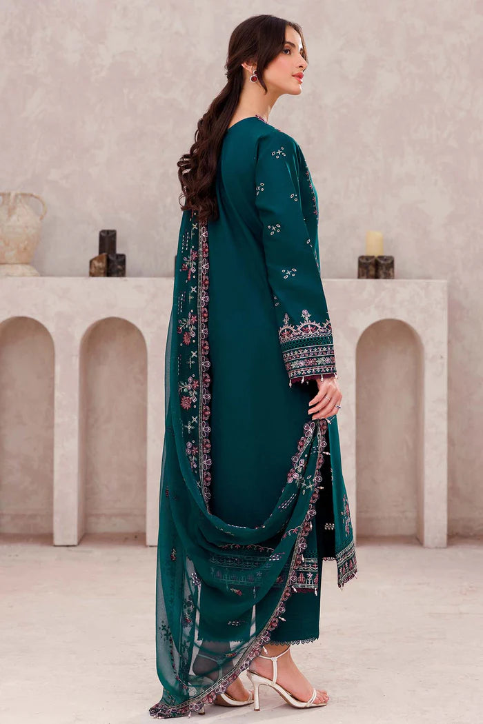 Farasha 3Pc Embroidered Lawn Suit Jade Bliss gulbuy.com