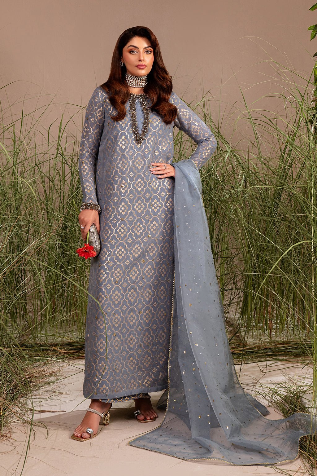 Vanya 3 Piece Chiffon Raw Silk Suit (BG-03)