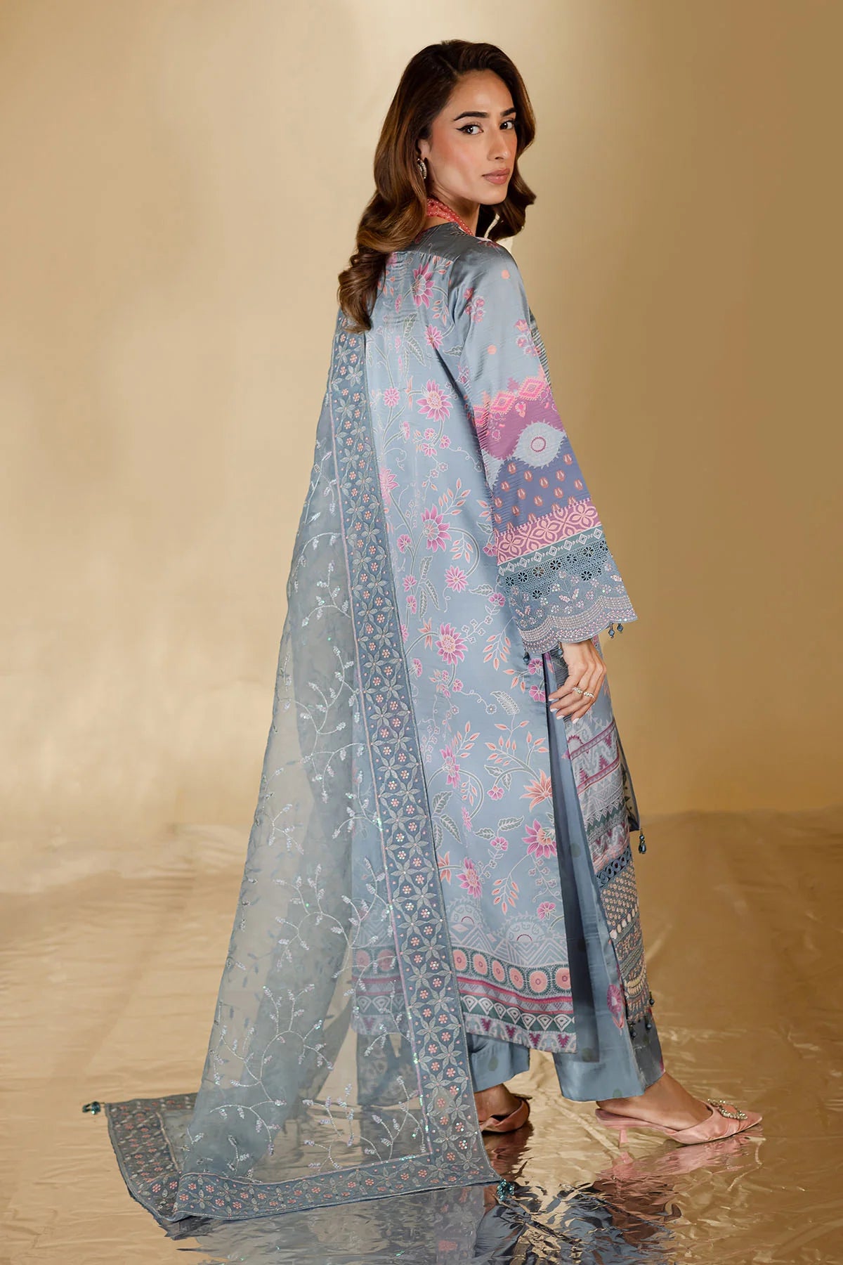 Nureh 3Pc Embroidered Silk Suit S-23 gulbuy.com