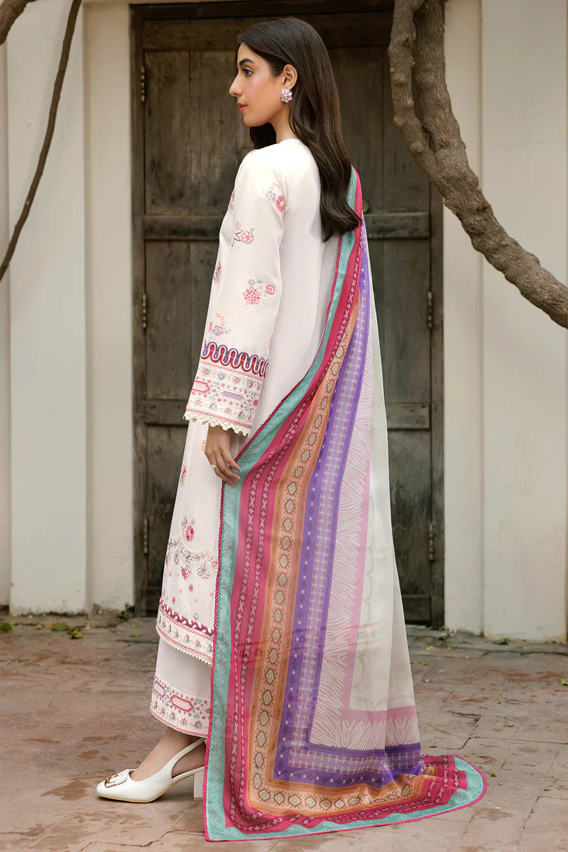 Farasha 3Pc Embroidered Lawn Suit Pebble Glow gulbuy.com