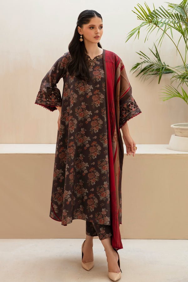 BAROQUE 3PC DIGITAL PRINTED VISCOSE SUIT (BQU-UF-D438)