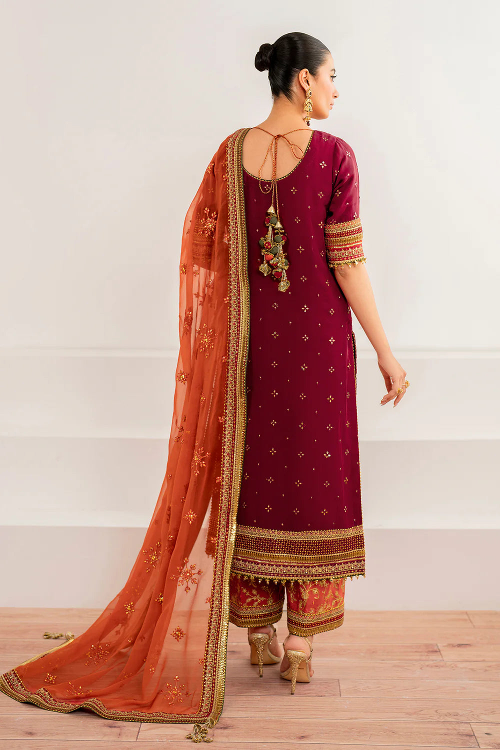 Baroque 3Pc Embroidered Chiffon Suit UF-698 gulbuy.com
