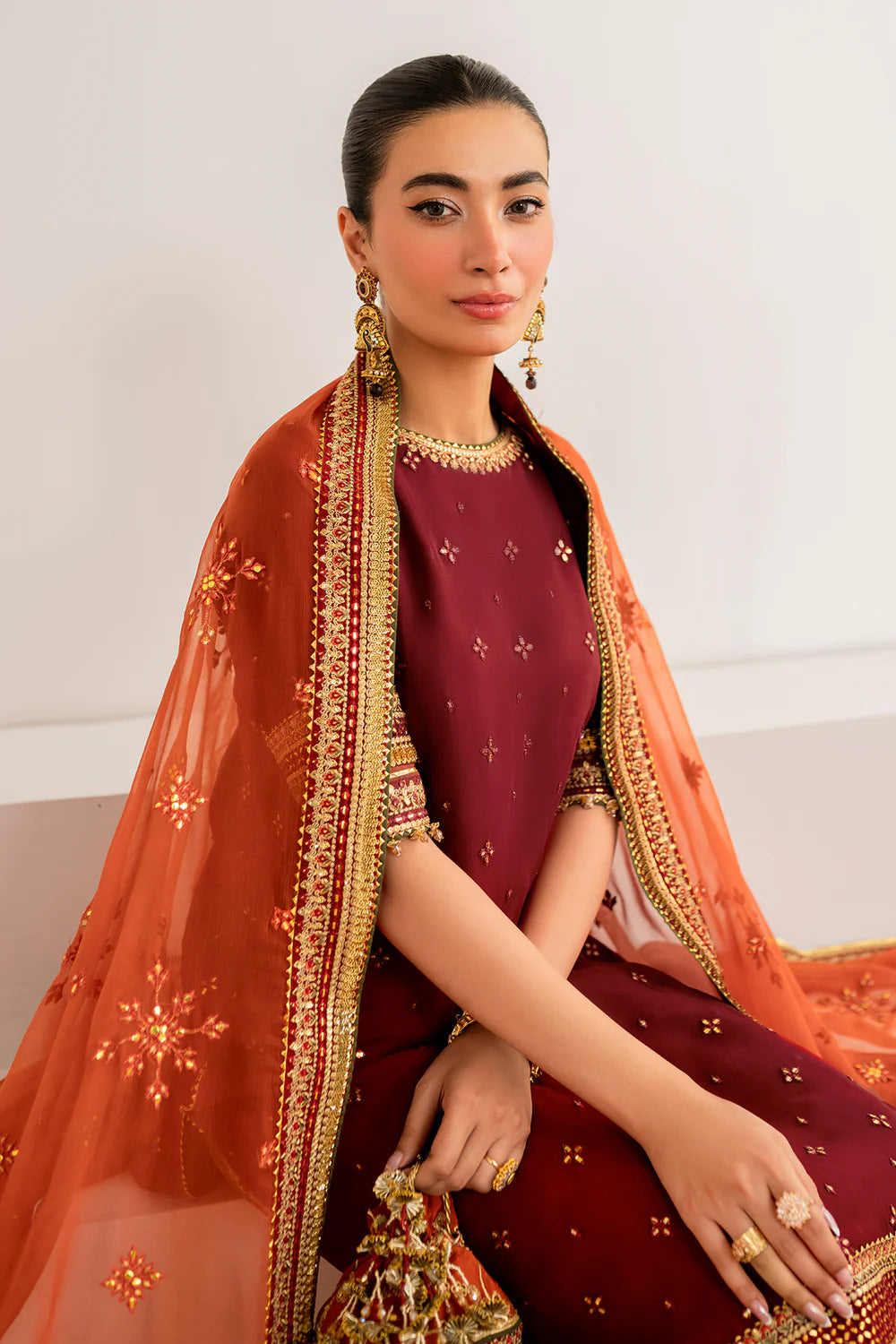 Baroque 3Pc Embroidered Chiffon Suit UF-698 gulbuy.com