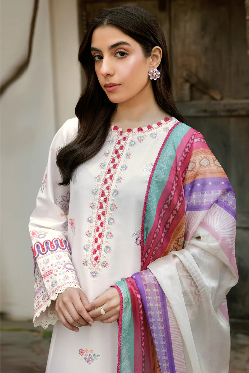 Farasha 3Pc Embroidered Lawn Suit Pebble Glow gulbuy.com