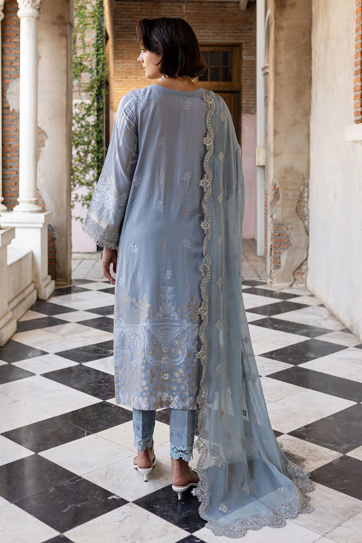 Nureh 3Pc Embroidered Jacquard Lawn Suit NE-154 gulbuy.com