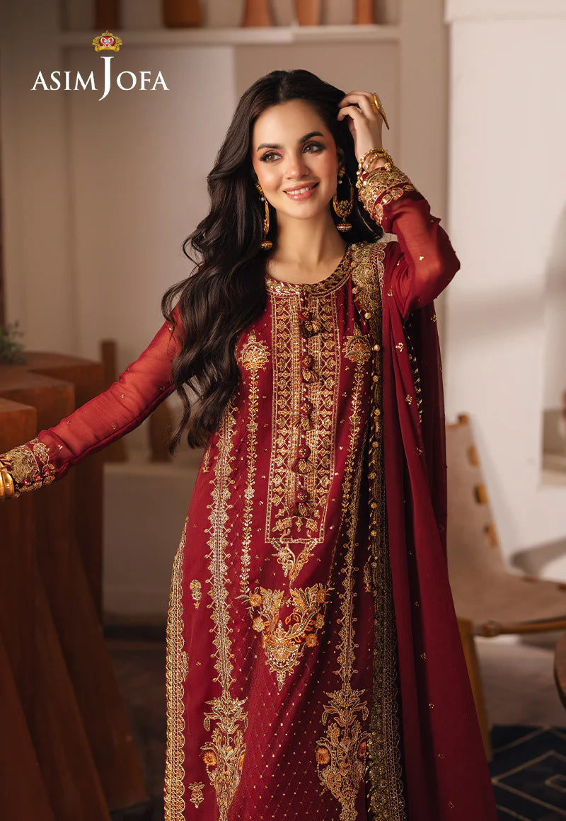 Asim Jofa 3Pc Embroidered Chiffon Suit AJHE-02 gulbuy.com