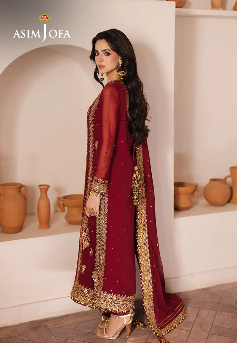 Asim Jofa 3Pc Embroidered Chiffon Suit AJHE-02 gulbuy.com