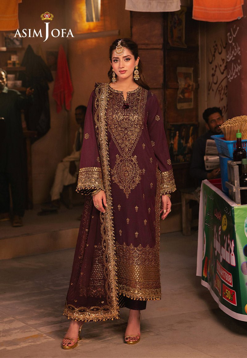 ASIM JOFA 3 PIECE EMBROIDERED SILK SUIT (AJKK-01)