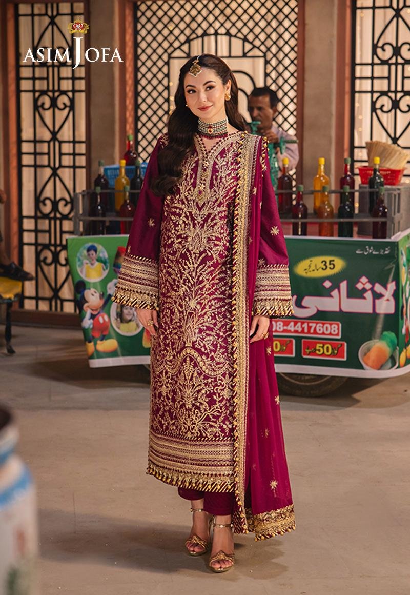 ASIM JOFA 3 PIECE EMBROIDERED SILK SUIT (AJKK-03)