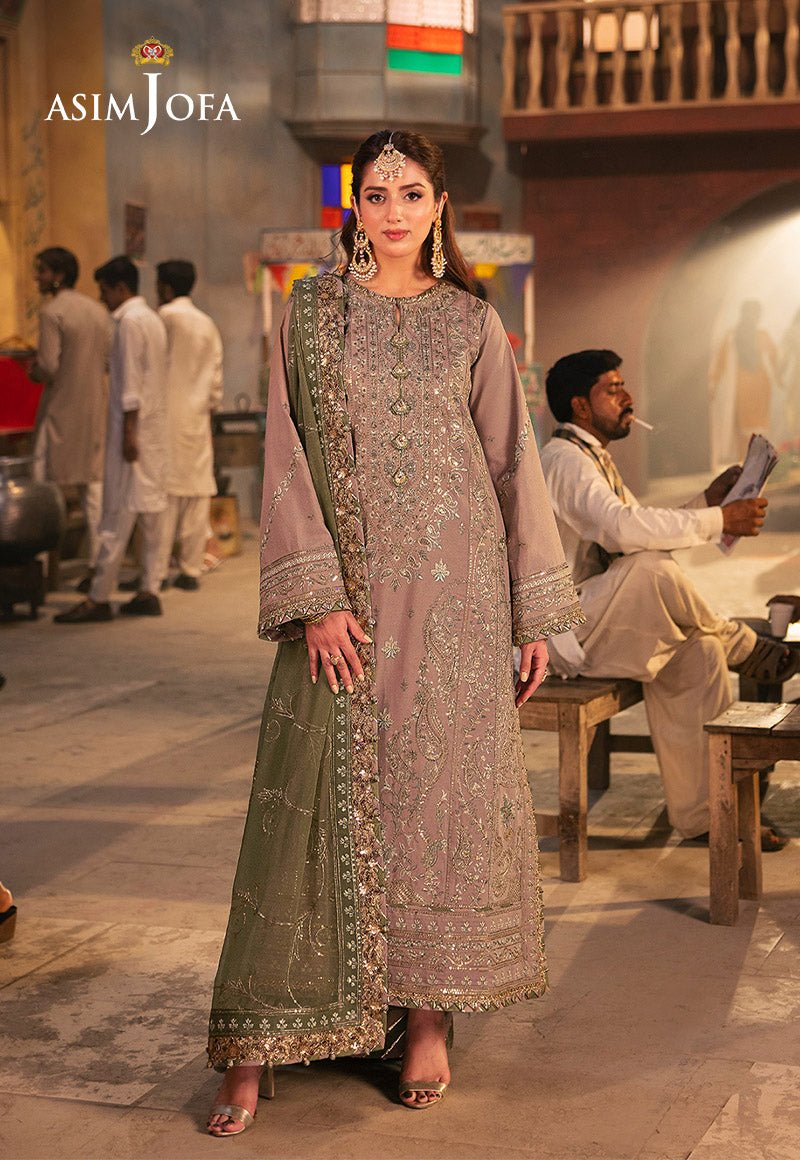 ASIM JOFA 3 PIECE EMBROIDERED SILK SUIT (AJKK-08)