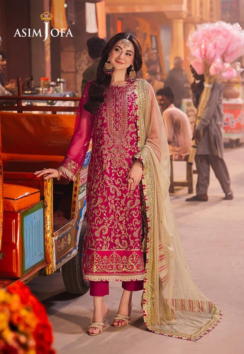 ASIM JOFA 3 PIECE EMBROIDERED NET SUIT (AJKK-14)