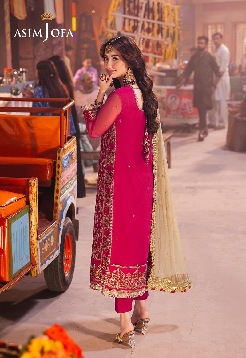 ASIM JOFA 3 PIECE EMBROIDERED NET SUIT (AJKK-14) gulbuy.com