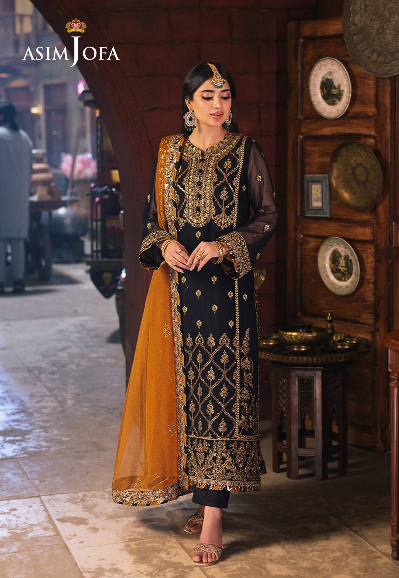ASIM JOFA 3 PIECE EMBROIDERED CHIFFON SUIT (AJKK-15)