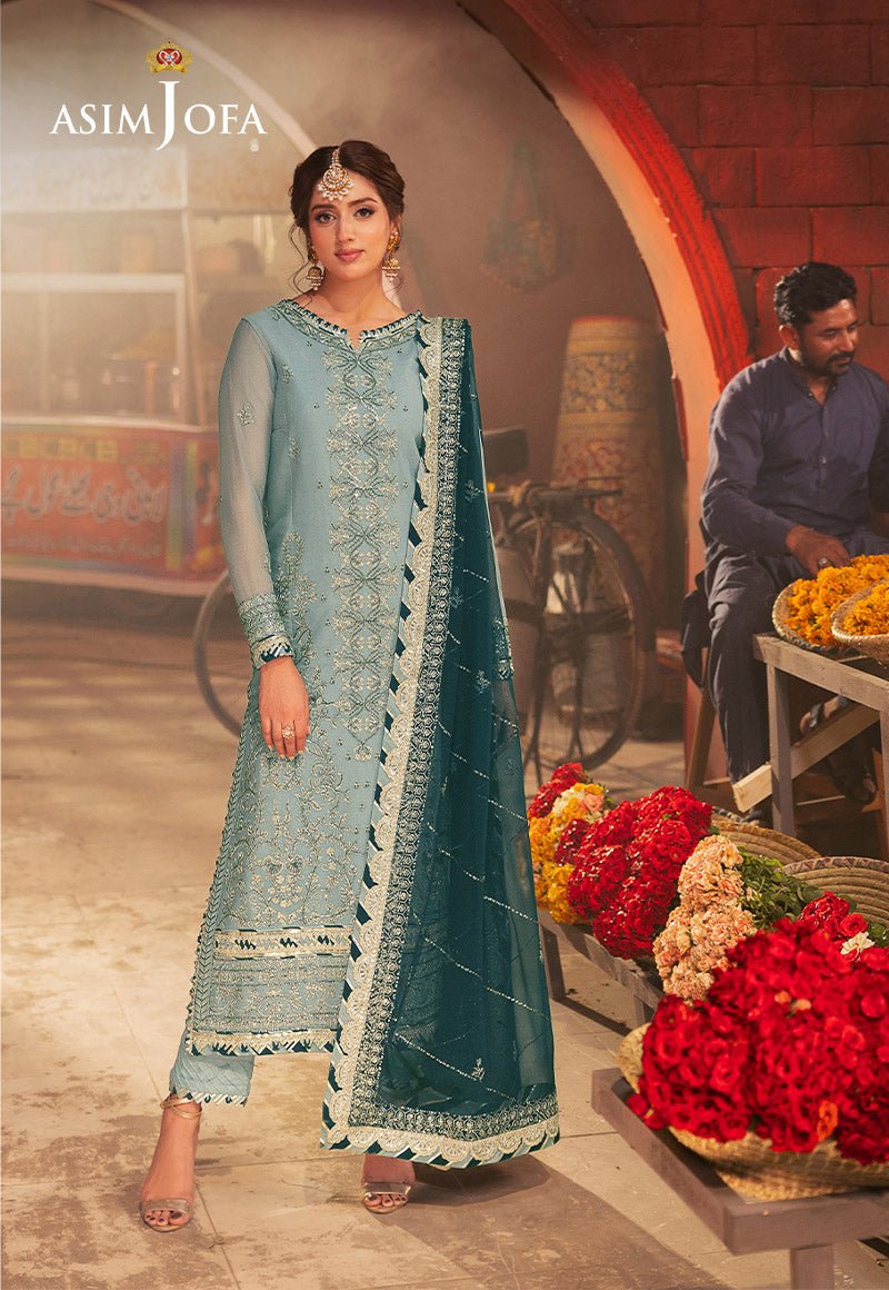 ASIM JOFA 3 PIECE EMBROIDERED CHIFFON SUIT (AJKK-17)