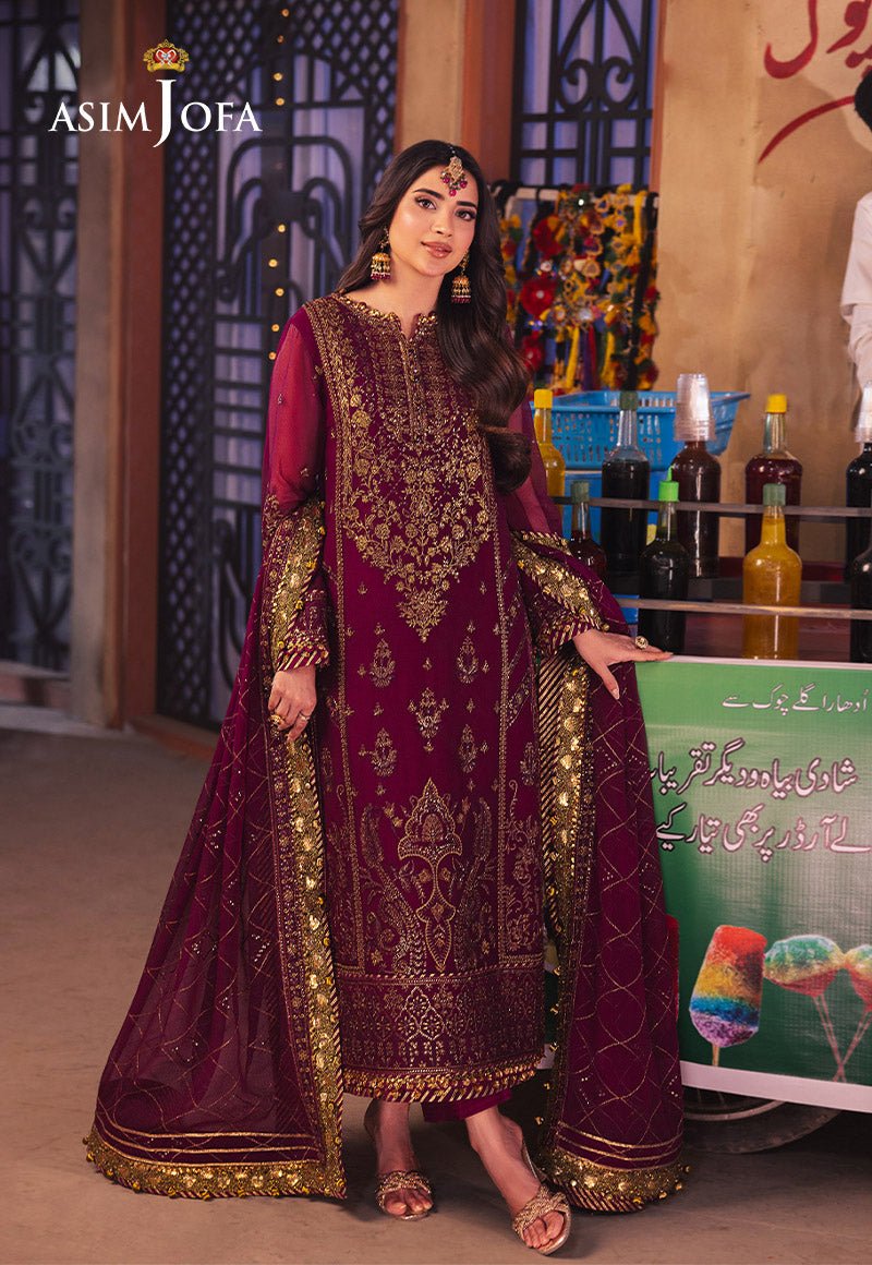 ASIM JOFA 3 PIECE EMBROIDERED CHIFFON SUIT (AJKK-18)