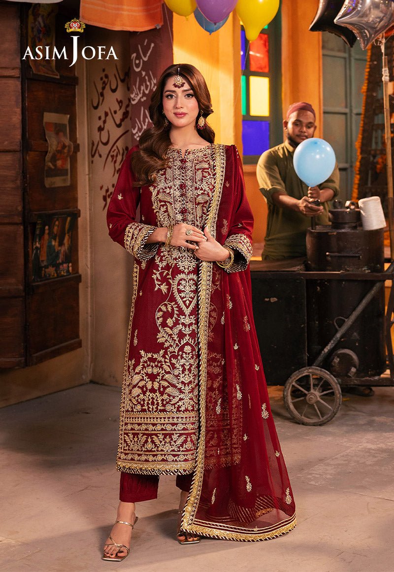 ASIM JOFA 3 PIECE EMBROIDERED SILK SUIT (AJKK-20)