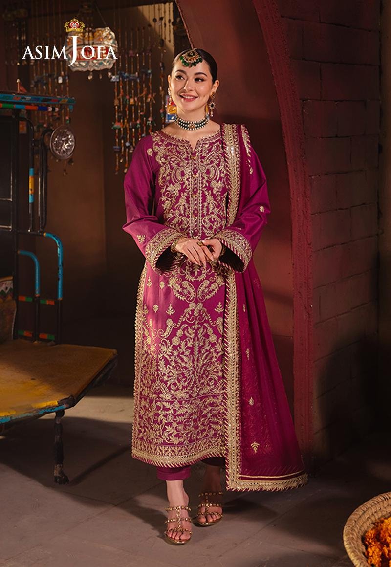 ASIM JOFA 3 PIECE EMBROIDERED CHIFFON SUIT (AJKK-21)