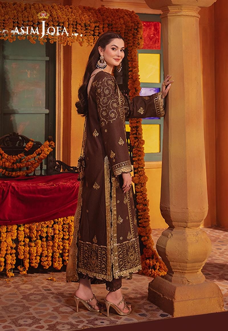 ASIM JOFA 3 PIECE EMBROIDERED SILK SUIT (AJKK-26)